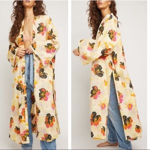 FREE PEOPLE JORJA LONG SLEEVE FLORAL MAXI DUSTER MEDIUM TO LARGE FIT